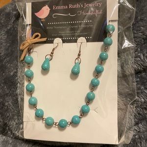 Handcrafted turquoise neck and ears